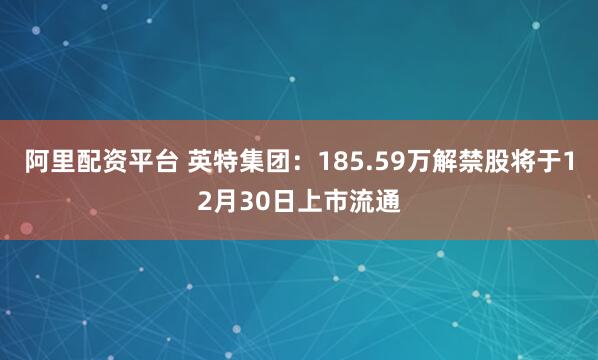 阿里配资平台 英特集团：185.59万解禁股将于12月30日上市流通